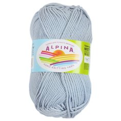 Пряжа для вязания крючком, спицами Alpina Альпина MISTY классическая средняя, хлопок/шерсть, цвет №04 Бледно-голубой, 105 м, 10 шт по 50 г
