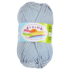 Пряжа для вязания крючком, спицами Alpina Альпина MISTY классическая средняя, хлопок/шерсть, цвет №04 Бледно-голубой, 105 м, 10 шт по 50 г