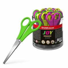 Ножницы детские 13.5 см, ErichKrause Joy, в стакане, с закруглёнными концами и линейкой, в ассортименте, 24 шт. Sweet Home