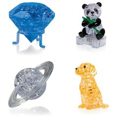 Игрушки девочке Сборная модель комплект из 4х штук Идея подарка классу 23 февраля Кристал, Панда, Сатурн, Собачка Iq Toy