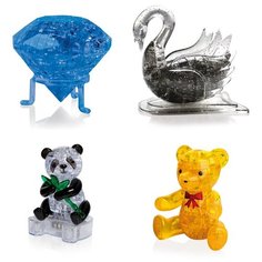 Игрушка детям Головоломка комплект новогодний из 4х штук Идея подарка ребенку Новый год Кристал, Лебедь, Панда, Мишка Iq Toy