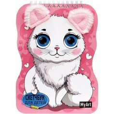 Скетчбук для детей Проф-пресс Кошечка с ушками, на гребне (166988)