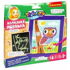 Набор для творчества BONDIBON. Алмазная мозаика неон. Картина Совушка