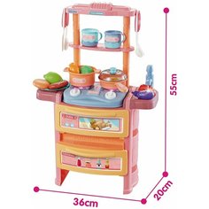 Детская игровая кухня 36 х 19 х 55 см с водой, свет, звук, музыка, пар, аксессуары, 768-6 Zhorya