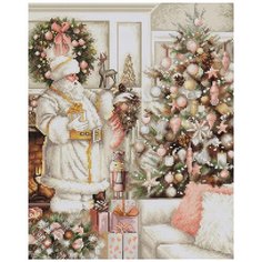 Luca-S BU5019 White Santa With Christmas Tree (Санта с Ёлкой) Набор для вышивания 25 x 32 см Счетный крест