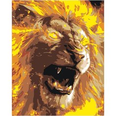 Картина по номерам на холсте "Огненный лев" 50х40 Selfica