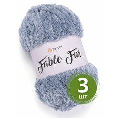 Пряжа для вязания YarnArt Fable Fur (ЯрнАрт Фейбл Фур) - 3 мотка 972 светло-серый, меховая, 100% микрополиэстер, 100м/100г