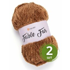 Пряжа для вязания YarnArt Fable Fur (ЯрнАрт Фейбл Фур) - 2 мотка 970 горчица, меховая, 100% микрополиэстер, 100м/100г