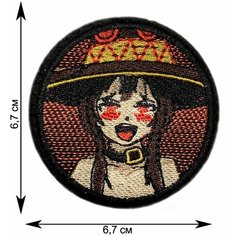 Нашивка, шеврон, патч (patch) Коно Суба Мегумин Ахэгао аниме, размер 6,7*6,7 см Rocknrolla