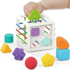 Куб с резинками и сортером для малышей/ развивающая игрушка Izba Lova Toys