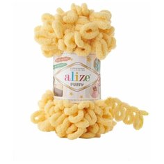 Пряжа Alize Puffy, 100% полиэстер, 100 гр/9 м, 5 шт. упаковка, цвет 509 желтый