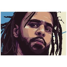 Картина по номерам на холсте Музыка J Cole (хип-хоп, рэп) - 8348 Г 60x40