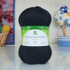 Пряжа камтекс Бюджетная макси, Камтекс, черный - 003, 40% шерсть, 60% акрил, 4 мотка, 150 г, 140 м.