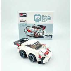 Конструктор Decool серия "Bricks Round Car" Машинка с инерционным механизмом белая Ghost Eyes