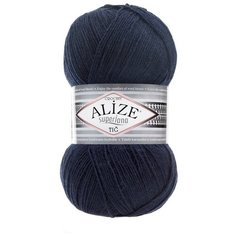 Пряжа ALIZE Superlana Tig (Суперлана тиг) - 2 шт цвет: 58 темно-синий, 25%шерсть, 75% акрил, 570м/100г