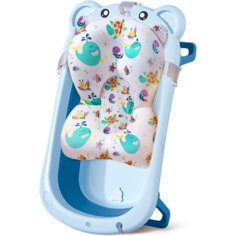 Комплект для купания новорожденных LaLa-Kids "Медвежонок", ванночка и матрасик-горка для купания бирюзовый