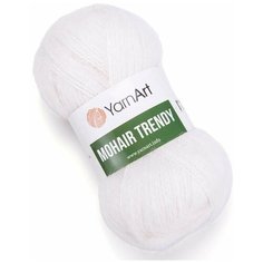 Пряжа для вязания YarnArt Mohair Trendy (ЯрнАрт Мохер Тренди) - 3 мотка 101 белый, полушерсть пушистая, 50% акрил, 50% мохер, 220м/100г
