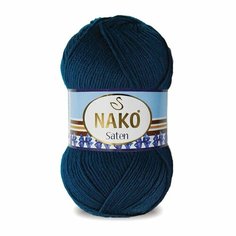 Пряжа NAKO Saten (Nako), т. синий - 4253, 100% микрофибра, 5 мотков, 50 г, 115 м.