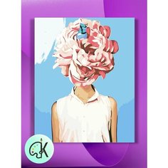 Картина по номерам на холсте Женщина с цветами 10, 40 х 50 см