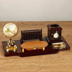 Набор настольный 6в1 (блок д/бумаг, подаст. д/печати, карандашница, часы, визитница, глобус) 511393 Нет бренда