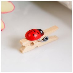 Декор для творчества дерево "Прищепка с божьей коровкой" (набор 10 шт) 2,6х1 см Арт Узор