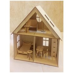 Кукольный домик с мебелью деревянный (9 предметов) нет бренда