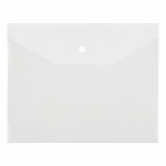 Папка-конверт на кнопке Стамм (А5+, 150мкм, пластик) прозрачная, бесцветная (ММ-32276), 10шт.