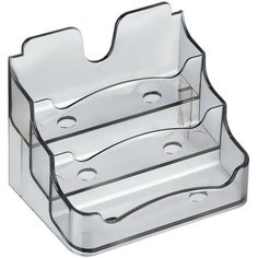 Подставка для визиток Стамм, 3 отделения, тонированная, серая