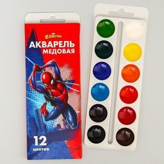 Акварель медовая «Человек-паук», 12 цветов, в картонной коробке, без кисти Marvel