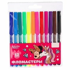 Фломастеры, 12 цветов, "Единорог", Минни Маус Disney