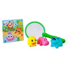 Набор игрушек для ванны «Кругляшики» + сачок + 3 пвх игрушки