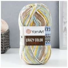 Пряжа "Crazy color" 25% шерсть, 75% акрил 260м/100гр (180 жёлтый-гол-беж) Yarn Art