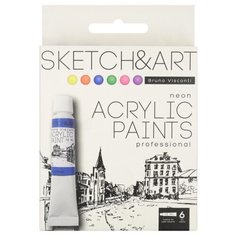 Краски акриловые SKETCH&ART неоновые 6цв x 12мл в коробке-пенале 70-0064 Bruno Visconti