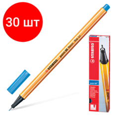 Комплект 30 шт, Ручка капиллярная (линер) STABILO "Point 88", ультрамарин, корпус оранжевый, линия письма 0.4 мм, 88/32