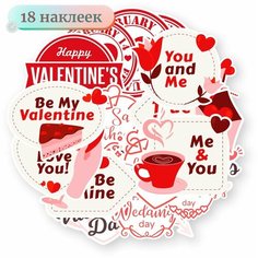 Наклейки - для влюбленных валентинки - 18шт. Mandarin