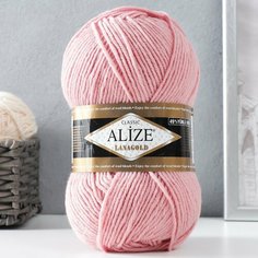 Пряжа "Lanagold" 51% акрил, 49% шерсть 240м/100гр (161 - пудра) Alize