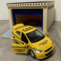 Машинка Такси (12 см, мет, инерция, откр. дверей) и игрушечный гараж с подъемными воротами Форма