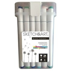 BrunoVisconti Набор художественных маркеров 24 цветов SKETCH&ART "Средний", в пенале