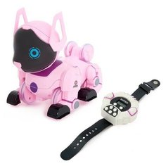 Робот-собака радиоуправляемый "Паппи", световые и звуковые эффекты, работает от аккумулятора, цвет розовый Нет бренда