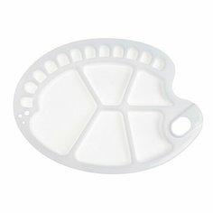 Calligrata Палитра пластиковая овальная с ячейками, размер 30 х 20,5 см, с отверстием под палец