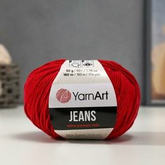Пряжа "Jeans" 55% хлопок, 45% акрил 160м/50гр (51 вишня) Yarn Art