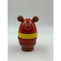 Деревянная Игрушка "Пирамидка" Дерево Высота 10 см Винтаж СССР Нет бренда