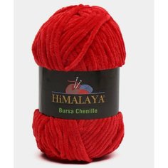 Пряжа плюшевая Himalaya Bursa Chenille 100 гр/120 м, 100 % Полиэстер, цвет: (52) Красный 1 моток