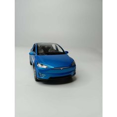 Коллекционная машинка игрушка металлическая Tesla Model 3 для мальчиков масштабная модель 1:24 для детей и взрослых синяя Alexplay