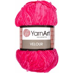 Пряжа YarnArt Velour розовый неон (853), 100%микрополиэстер, 170м, 100г, 3шт