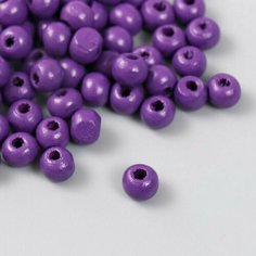Бусины для творчества дерево Фиолетовый d-0,8 см, набор 20 гр Китай
