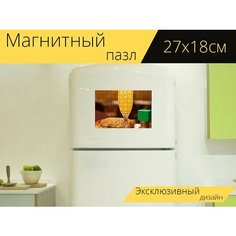 Магнитный пазл "Напиток, стекло, еда" на холодильник 27 x 18 см. Lots Prints