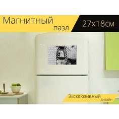 Магнитный пазл "Лодка, река, деревянный" на холодильник 27 x 18 см. Lots Prints