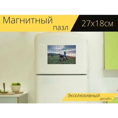 Магнитный пазл "Motorcycle, enduro, эндуро" на холодильник 27 x 18 см. Lots Prints