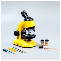 Микроскоп "Юный ученый" кратность до х1200, желтый, подсветка NO Name